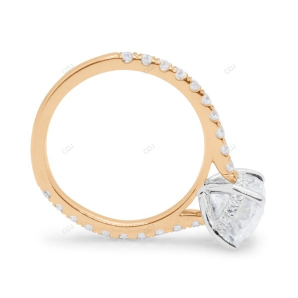Two Tone Oval Cut Cluster Lab Grown Diamond Ring