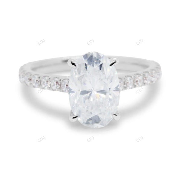 Two Tone Oval Cut Cluster Lab Grown Diamond Ring