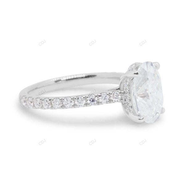 Two Tone Oval Cut Cluster Lab Grown Diamond Ring