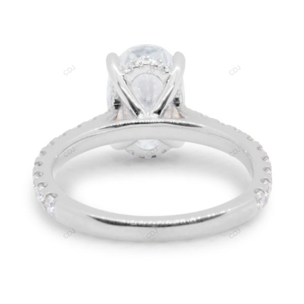 Two Tone Oval Cut Cluster Lab Grown Diamond Ring