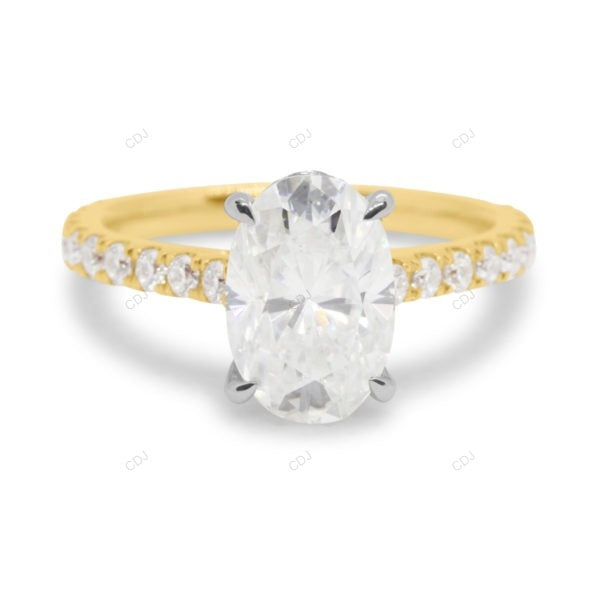 Two Tone Oval Cut Cluster Lab Grown Diamond Ring