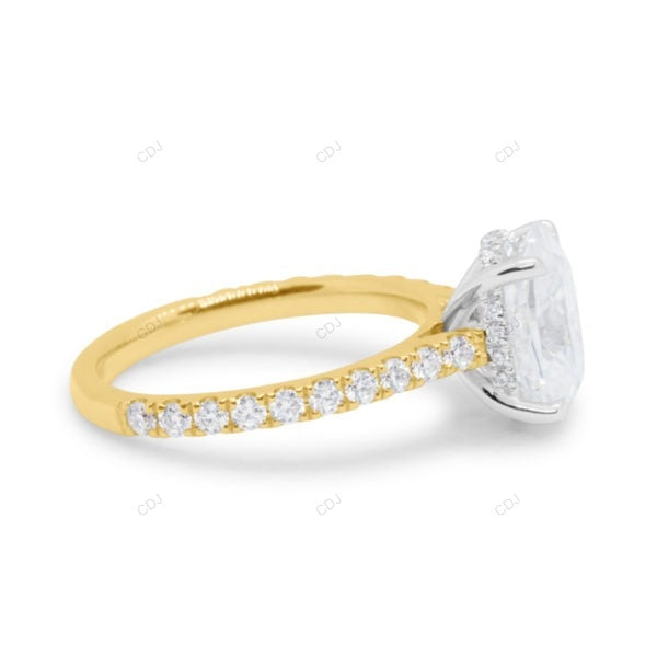 Two Tone Oval Cut Cluster Lab Grown Diamond Ring