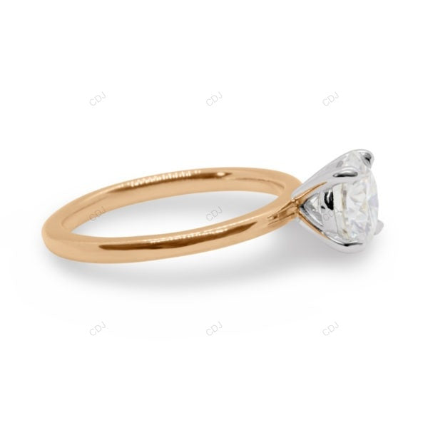 Solitaire Two Tone Lab Grown Diamond Solid Gold Ring