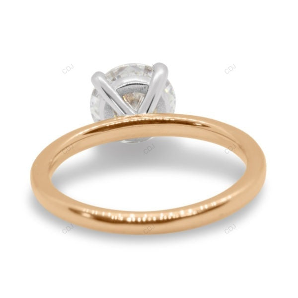 Solitaire Two Tone Lab Grown Diamond Solid Gold Ring