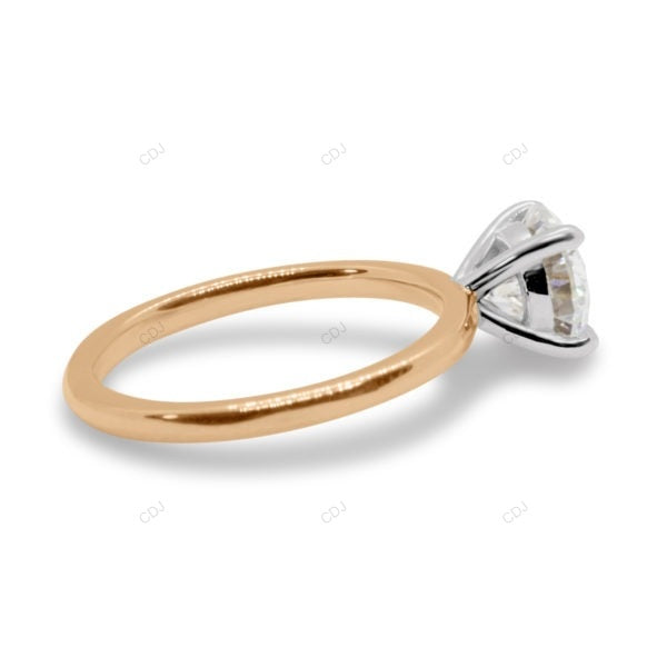 Solitaire Two Tone Lab Grown Diamond Solid Gold Ring