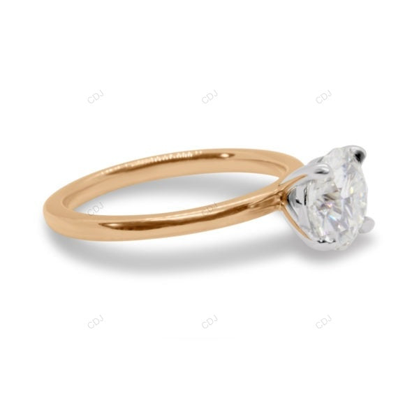 Solitaire Two Tone Lab Grown Diamond Solid Gold Ring