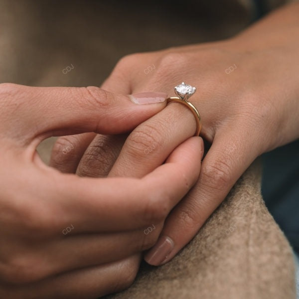 Solitaire Two Tone Lab Grown Diamond Solid Gold Ring