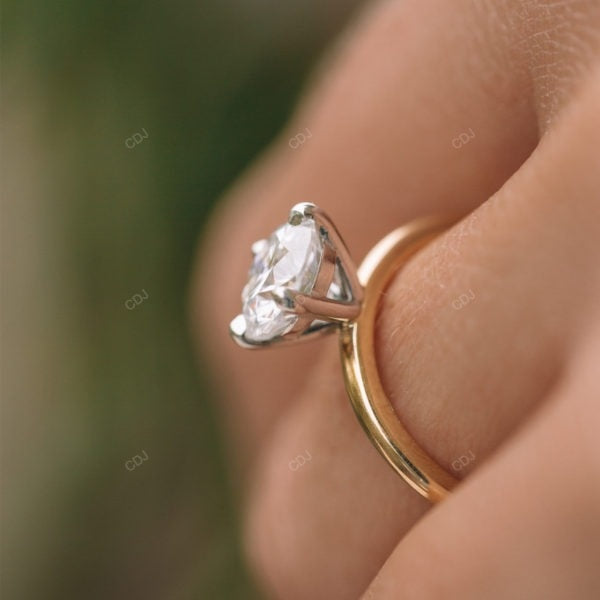 Solitaire Two Tone Lab Grown Diamond Solid Gold Ring