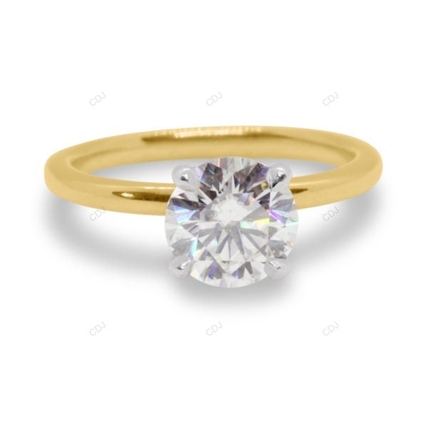 Solitaire Two Tone Lab Grown Diamond Solid Gold Ring