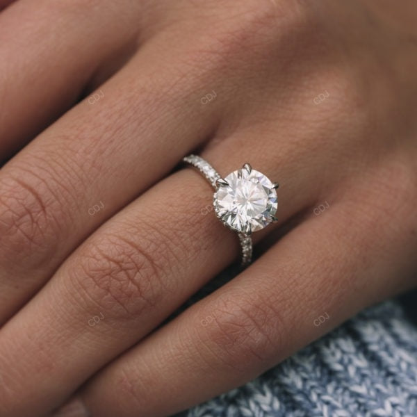 Hidden Halo White Gold Lab Grown Diamond Ring