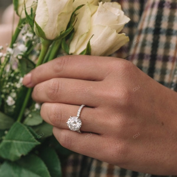 Hidden Halo White Gold Lab Grown Diamond Ring