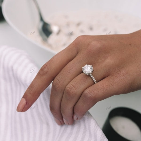 Hidden Halo White Gold Lab Grown Diamond Ring