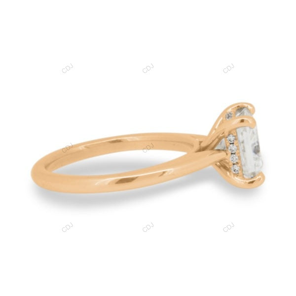 Princess Cut Lab Grown Diamond Hidden Halo Gold Ring