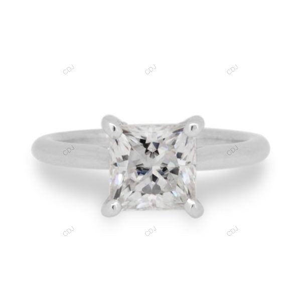 Princess Cut Lab Grown Diamond Hidden Halo Gold Ring