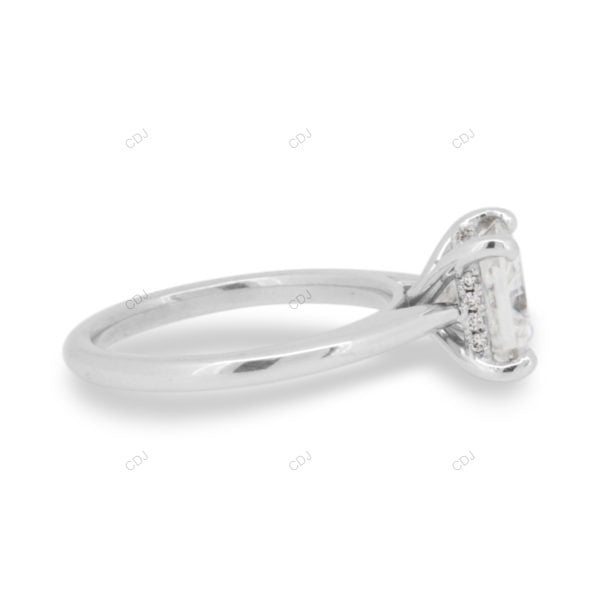 Princess Cut Lab Grown Diamond Hidden Halo Gold Ring