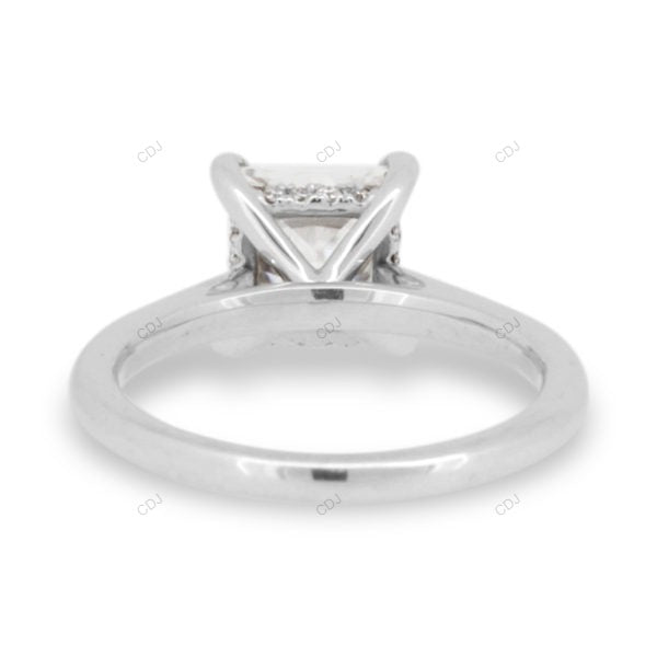 Princess Cut Lab Grown Diamond Hidden Halo Gold Ring