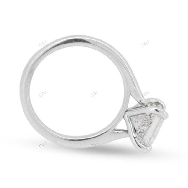 Princess Cut Lab Grown Diamond Hidden Halo Gold Ring
