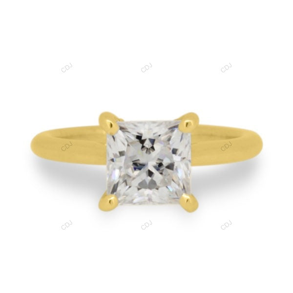 Princess Cut Lab Grown Diamond Hidden Halo Gold Ring