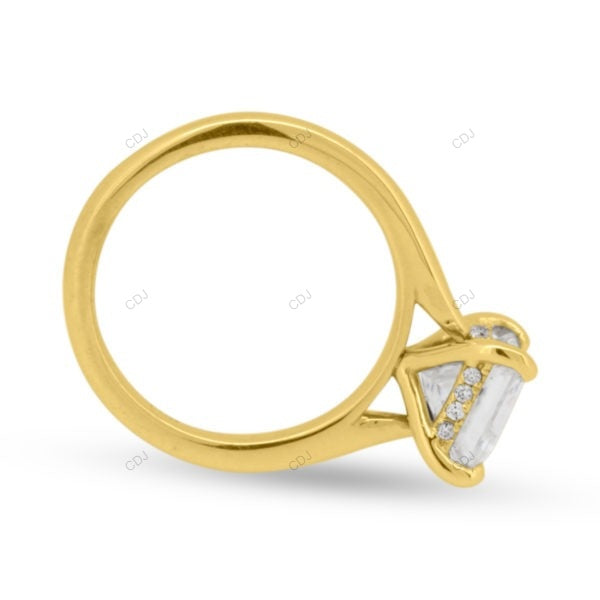Princess Cut Lab Grown Diamond Hidden Halo Gold Ring