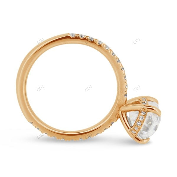 Oval Cut Hidden Halo Lab Grown Diamond Rose Gold Ring