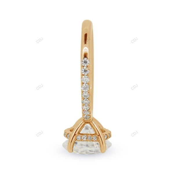 Oval Cut Hidden Halo Lab Grown Diamond Rose Gold Ring