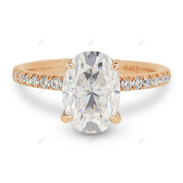 Oval Cut Hidden Halo Lab Grown Diamond Rose Gold Ring