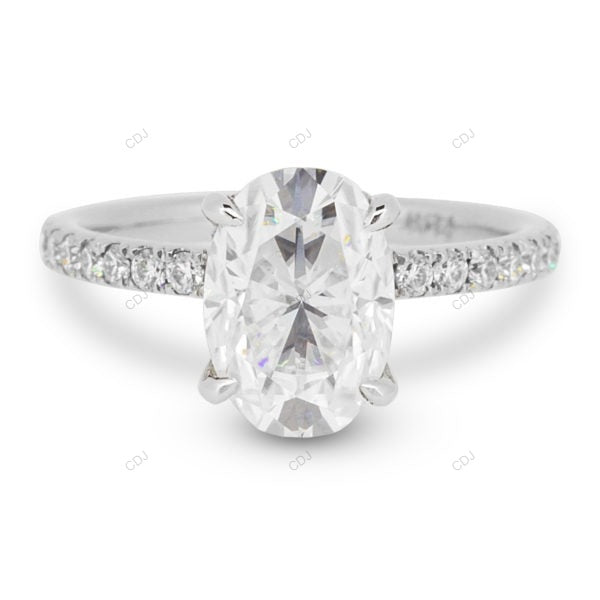 Oval Cut Hidden Halo Lab Grown Diamond Rose Gold Ring