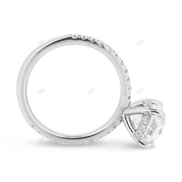 Oval Cut Hidden Halo Lab Grown Diamond Rose Gold Ring