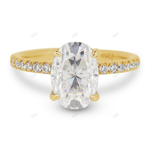 Oval Cut Hidden Halo Lab Grown Diamond Rose Gold Ring