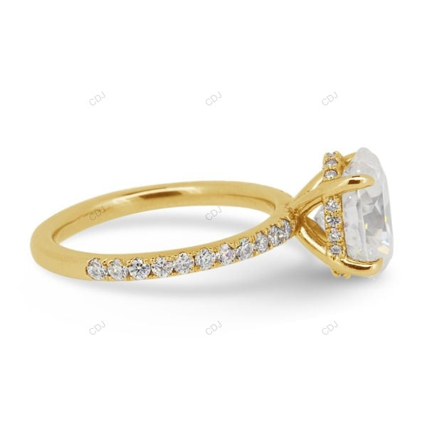 Oval Cut Hidden Halo Lab Grown Diamond Rose Gold Ring