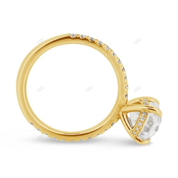Oval Cut Hidden Halo Lab Grown Diamond Rose Gold Ring