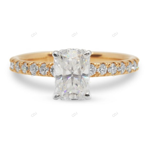 Two Tone Hidden Halo Lab Grown Diamond Gold Ring
