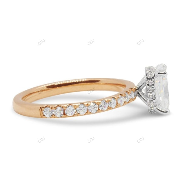 Two Tone Hidden Halo Lab Grown Diamond Gold Ring