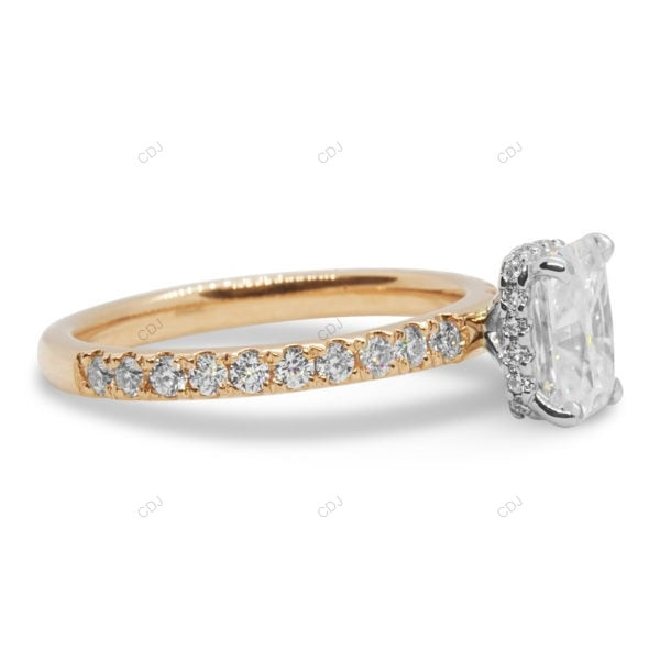 Two Tone Hidden Halo Lab Grown Diamond Gold Ring