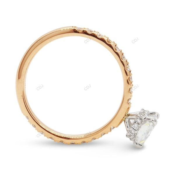 Two Tone Hidden Halo Lab Grown Diamond Gold Ring