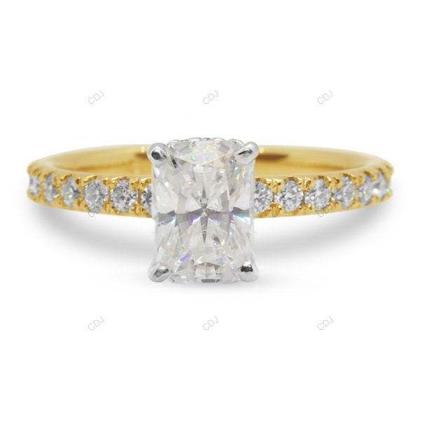 Two Tone Hidden Halo Lab Grown Diamond Gold Ring