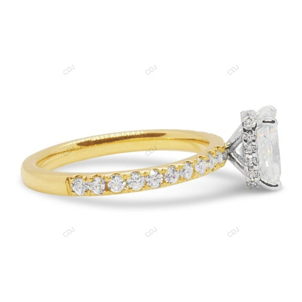 Two Tone Hidden Halo Lab Grown Diamond Gold Ring