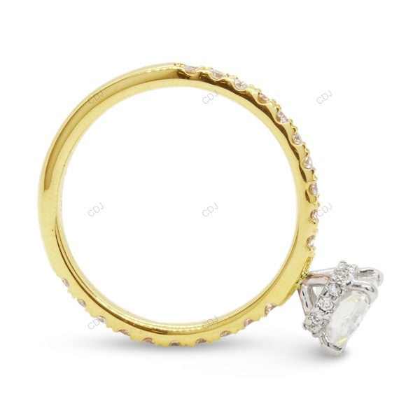 Two Tone Hidden Halo Lab Grown Diamond Gold Ring