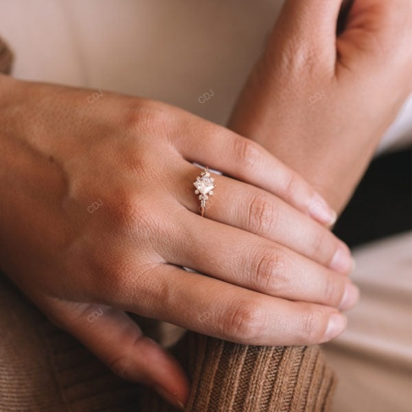 East West Lab Grown Diamond Cluster Gold Ring