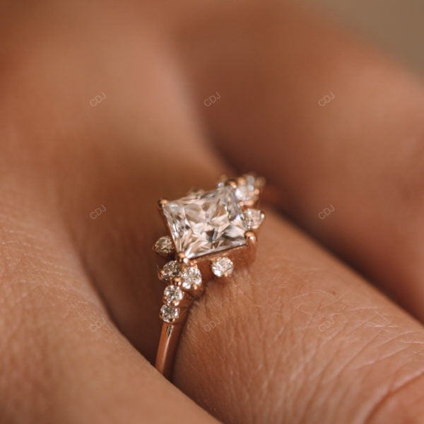 East West Lab Grown Diamond Cluster Gold Ring
