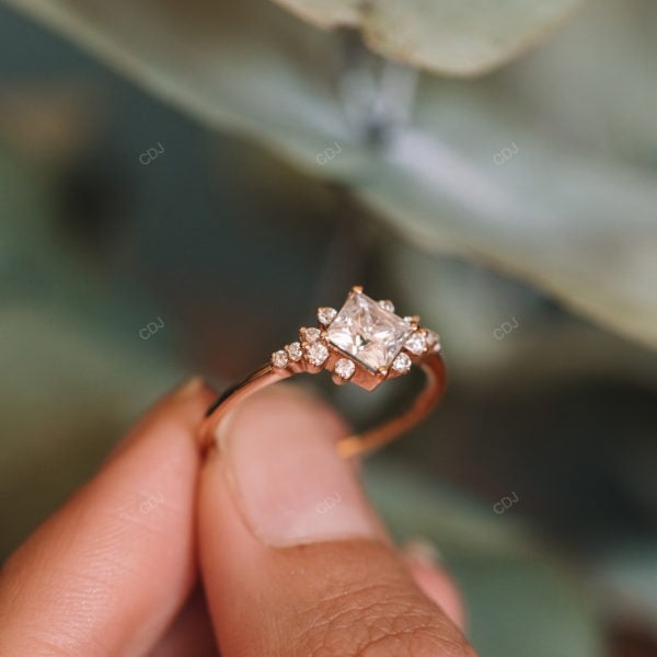 East West Lab Grown Diamond Cluster Gold Ring