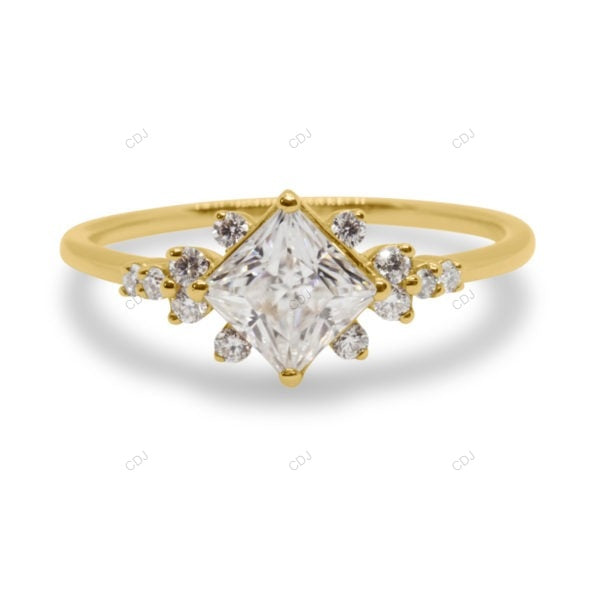 East West Lab Grown Diamond Cluster Gold Ring