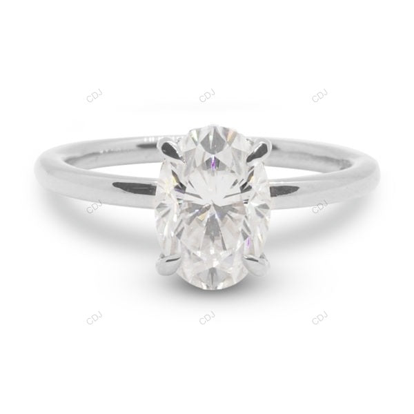Hidden Halo Oval Cut Lab Grown Diamond Solid Gold Ring