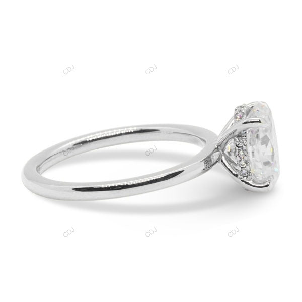 Hidden Halo Oval Cut Lab Grown Diamond Solid Gold Ring