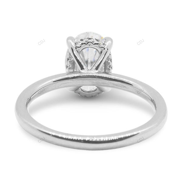 Hidden Halo Oval Cut Lab Grown Diamond Solid Gold Ring