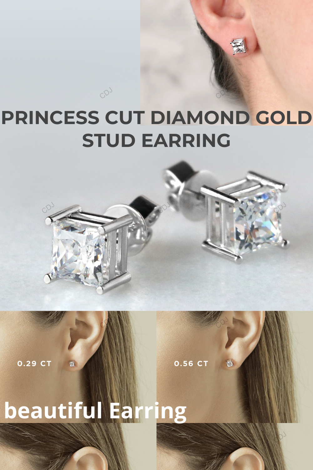 Princess Cut Bubble Prong Lab Grown Diamond Earrings