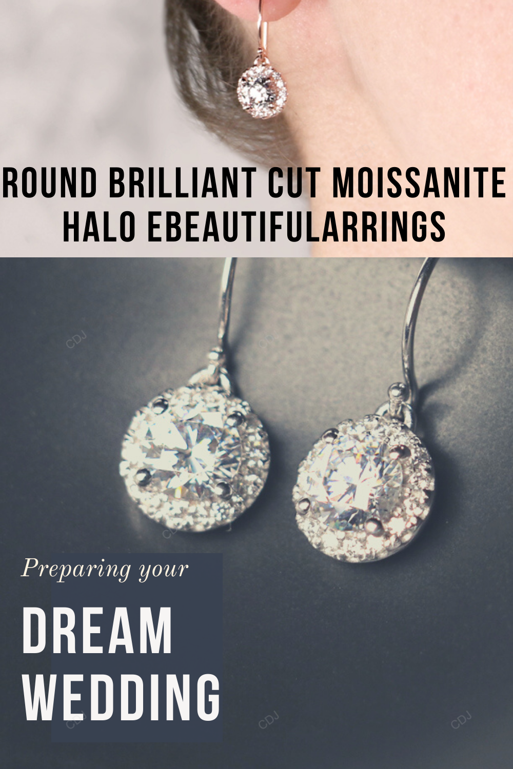 White Gold CVD Diamond Cluster Drop Earrings