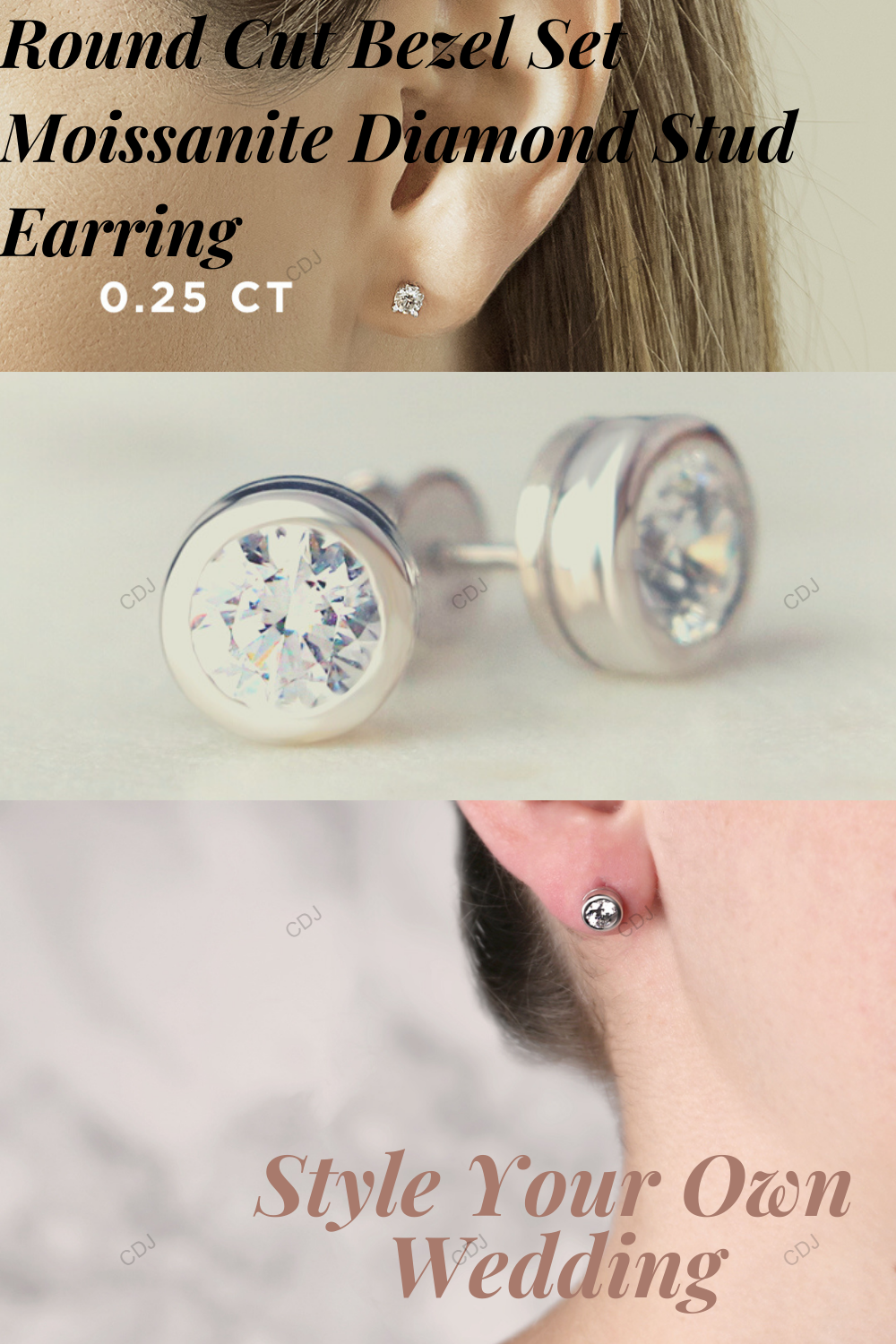 Flush Setting White Gold Lab Created Diamond Earrings