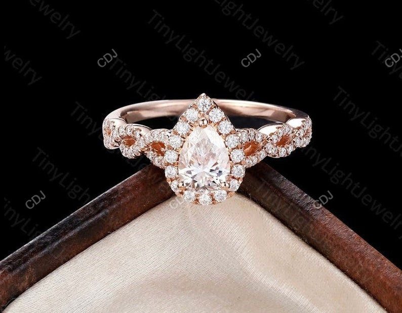 1.45 CTW Pear Shaped Infinity Halo Engagement Ring