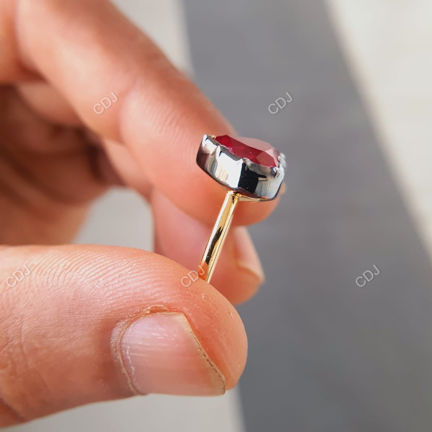 10K Gold Heart Shape Ruby Solitaire Ring